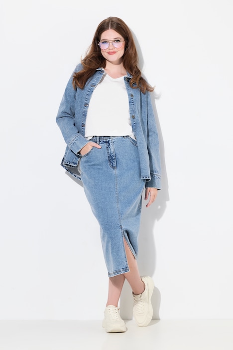 Jupe en jean, taille confort, coupe 5 poches, coton biologique