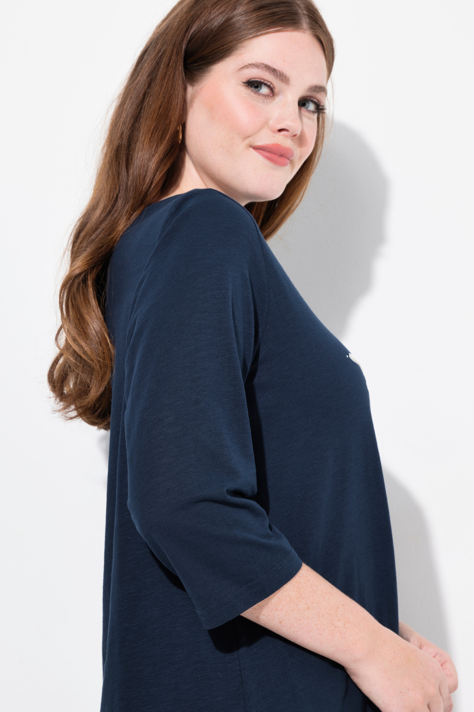 Ulla Popken Damen große Größen Shirt PURE U Boot Ausschnitt 3 4 Arm