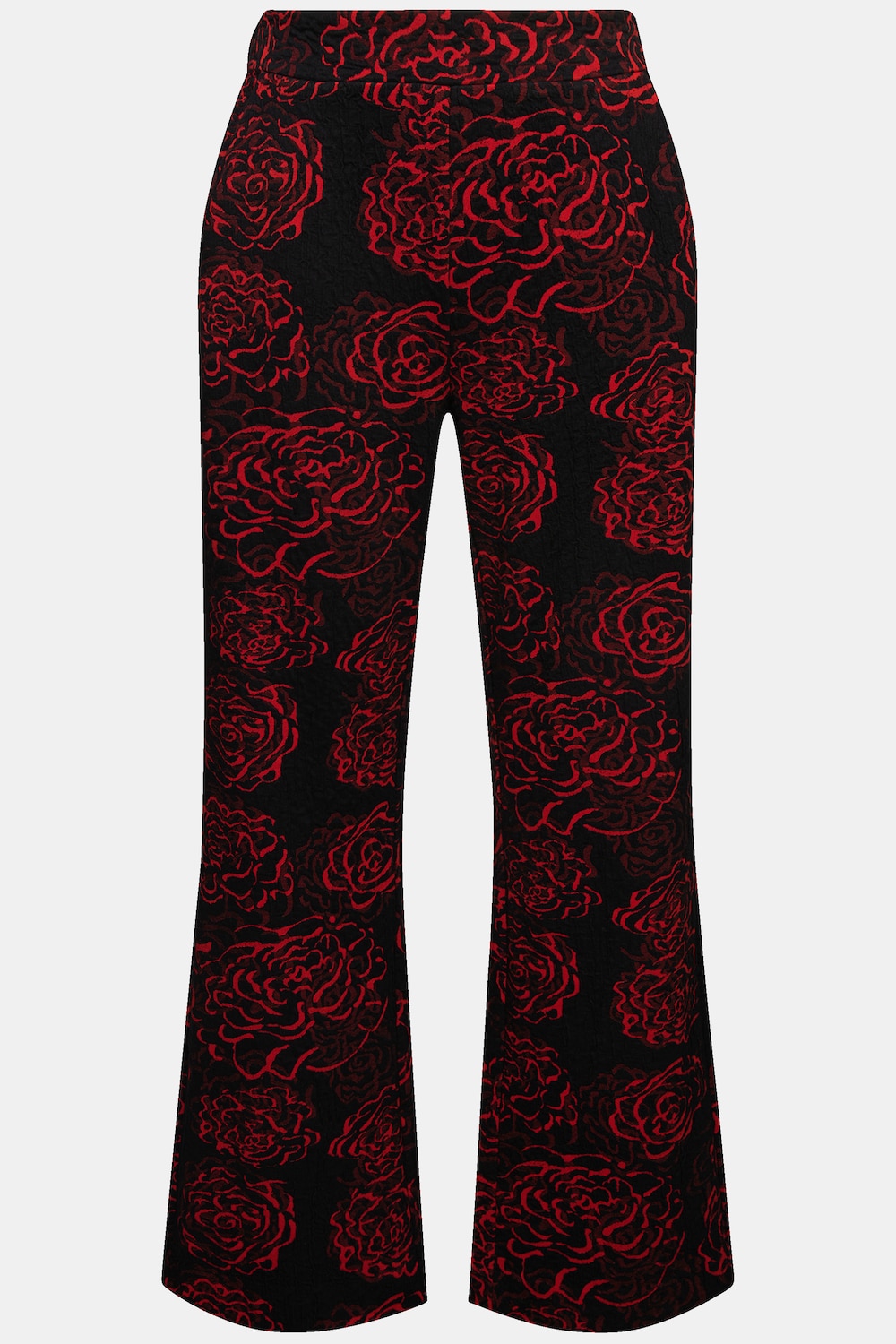 Stora storlekar Jacquard-jerseybyxa med blomprint, Dam, röd, storlek: 50/52, Viskos/Polyester, Ulla Popken