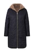 Prošívaný kabát, podšívka z umělé kožešiny, stojáček, kapuce