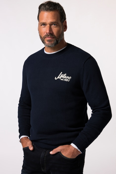 Maglione JP1880 in puro cotone con ricamo, fino alla tg. 7XL