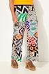 Broek, wijde pijpen, all-over print, elastische tailleband