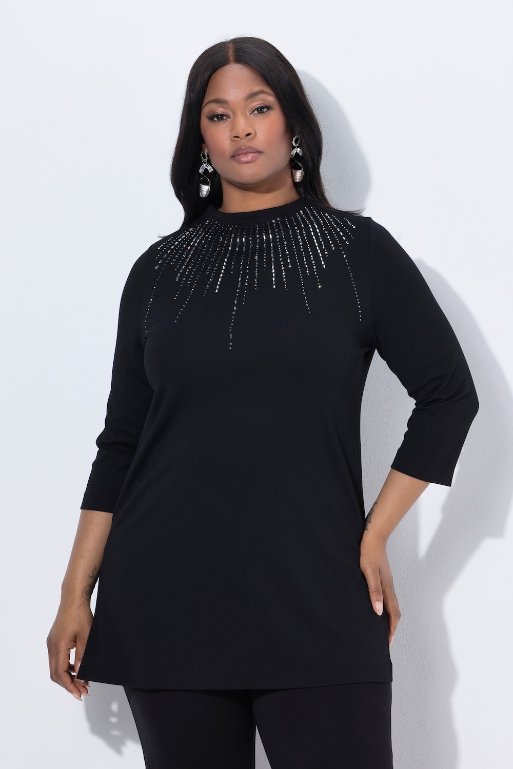 Große Größen Sweatshirt, Damen, schwarz, Größe: 46/48, Viskose/Polyester, Ulla Popken