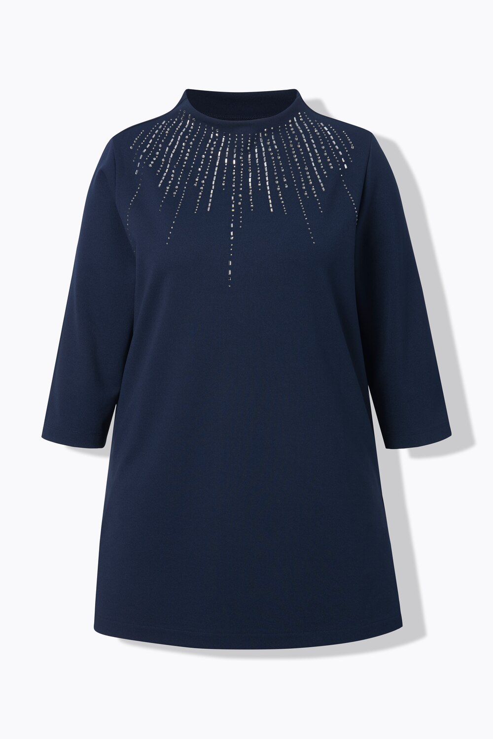 Stora storlekar Mjukiströja med dekorstenar, Dam, blå, storlek: 54/56, Viskos/Polyester, Ulla Popken