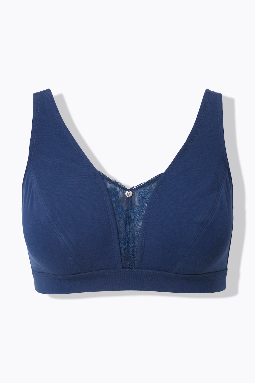 Stora storlekar Bralette med spets, Dam, blå, storlek: 90E, Bomull/Syntetfibrer, Ulla Popken