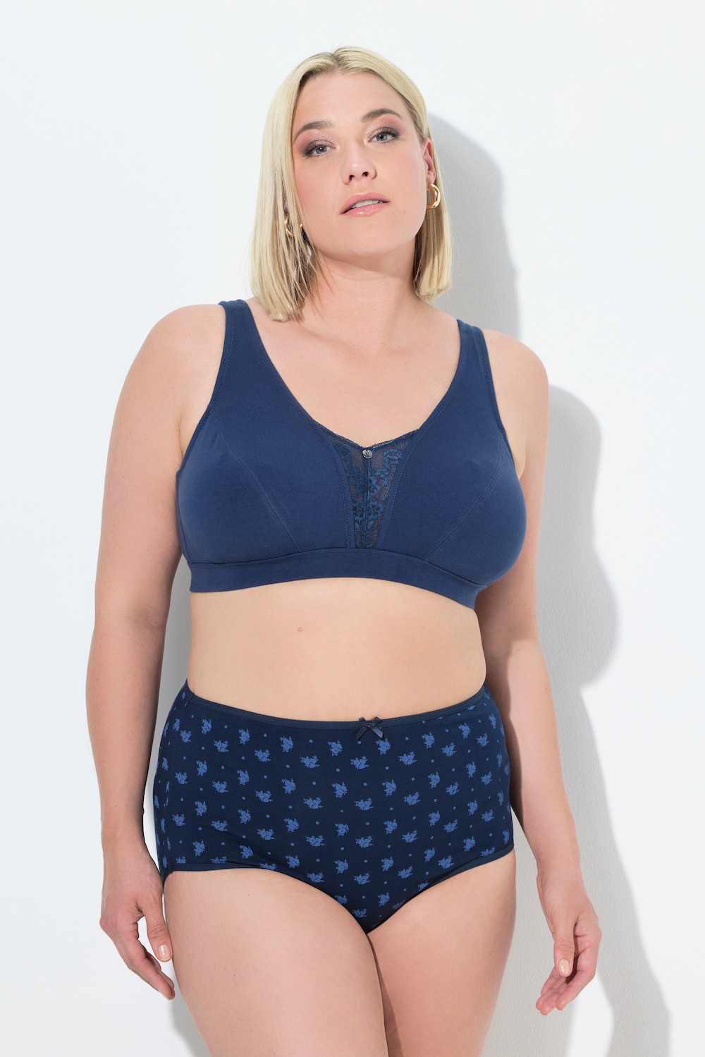 Thumbnail - Große Größen Bralette, Damen, blau, Größe: 95B, Baumwolle/Synthetische Fasern, Ulla Popken