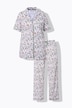 Pijama, flores, cuello con solapa, media manga, bolsillos