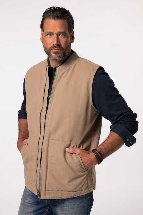 JP 1880 Canvas Vest, College Collar, up to 8XL