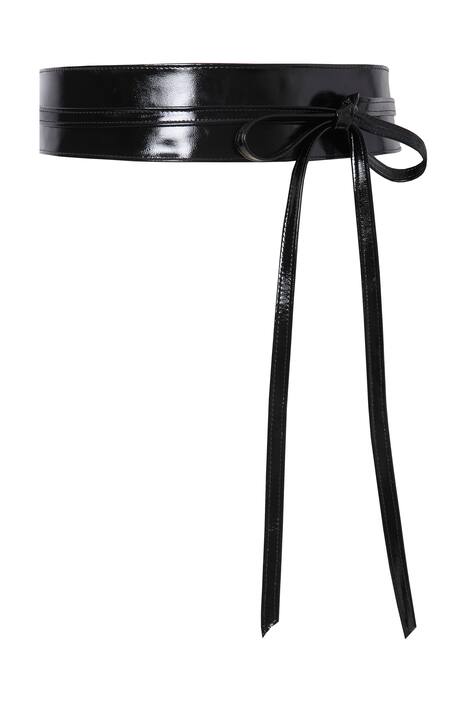 Kožený pásek, metalický lesk, vázací pásek