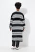 Strickjacke, extra lang, offene Form, Blockstreifen