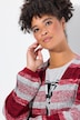 Strickjacke, extra lang, offene Form, Blockstreifen
