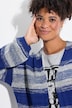 Strickjacke, extra lang, offene Form, Blockstreifen