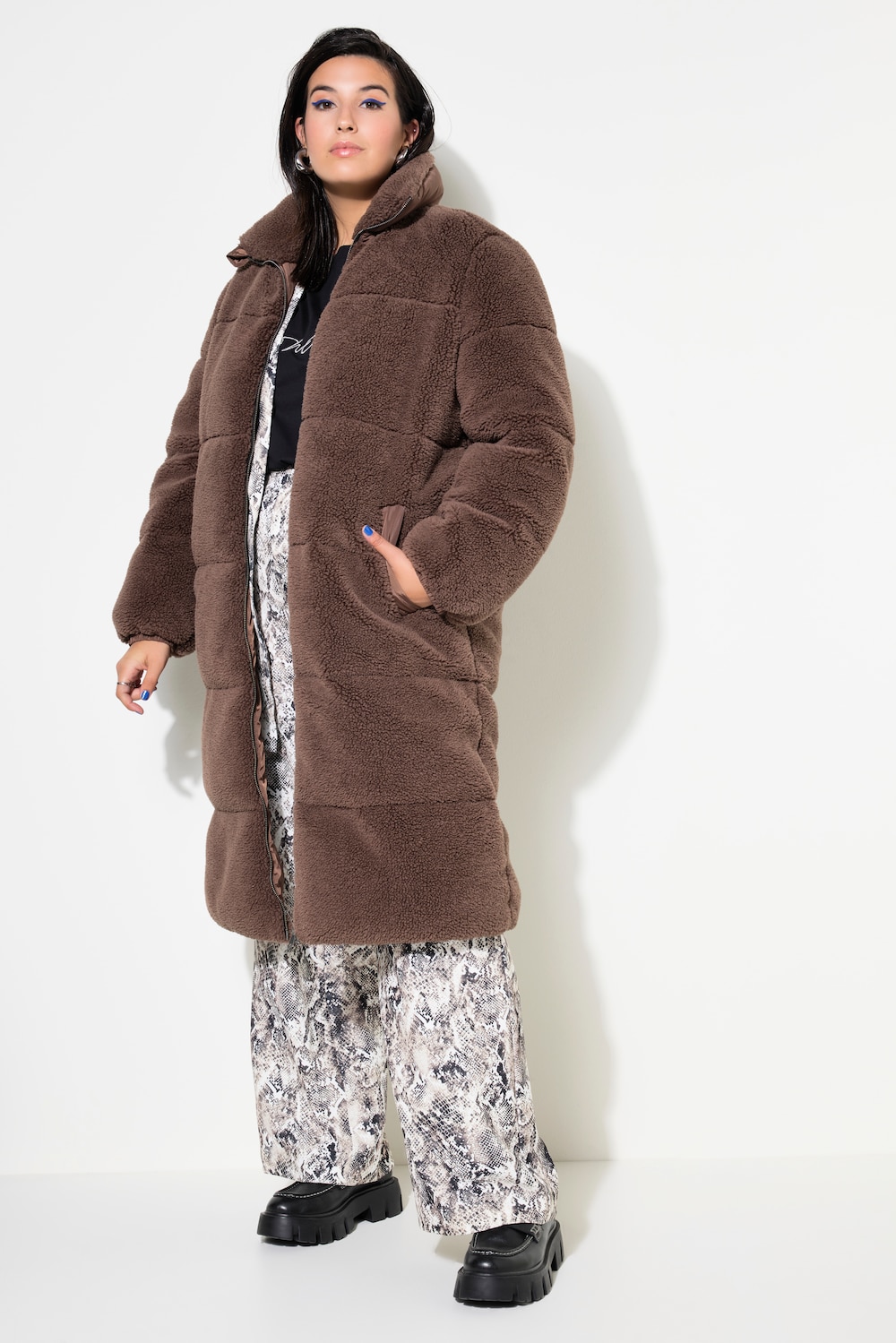 Große Größen Teddy-Steppmantel, Damen, braun, Größe: 42/44, Polyester, Studio Untold