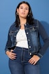 Denim jas, heartpatch op de rug, lange mouwen
