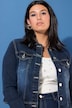 Denim jas, heartpatch op de rug, lange mouwen