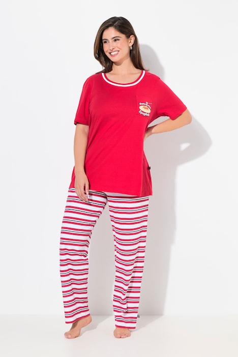 Striped Two Piece Short Sleeve Pajama Set