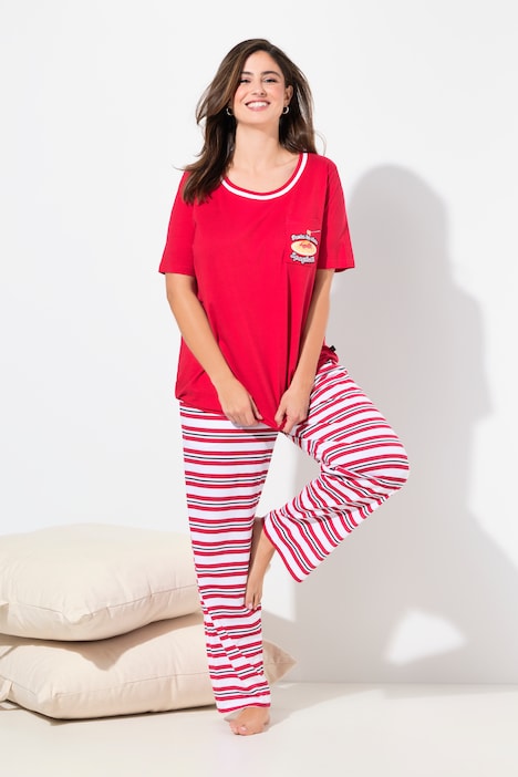 Striped Two Piece Short Sleeve Pajama Set