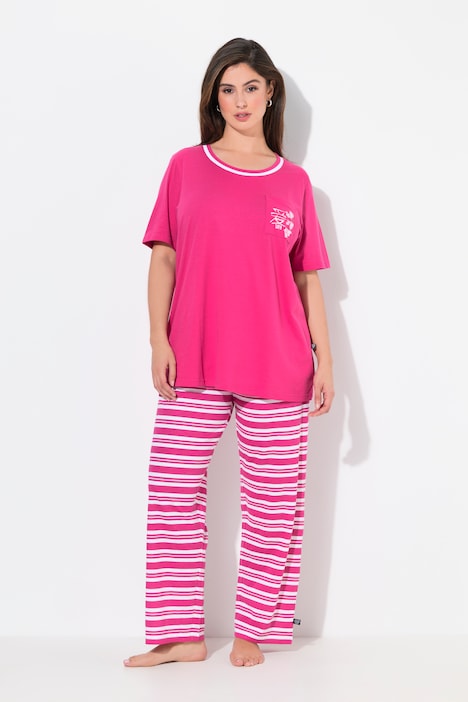 Striped Two Piece Short Sleeve Pajama Set