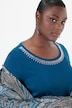 Rhinestone Neckline 3/4 Sleeve Tee
