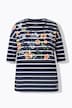 T-shirt, strepen, bloemen, oversized, ronde hals, halve mouw