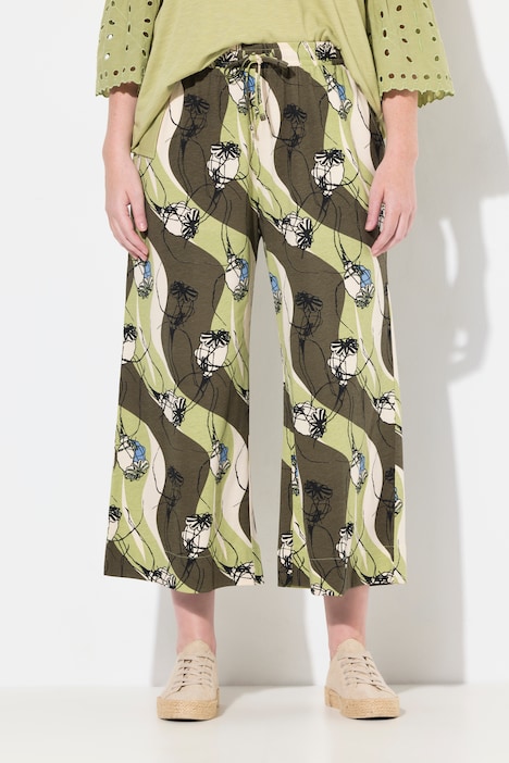 Eco Cotton Artistic Floral Print Wide Leg Culottes