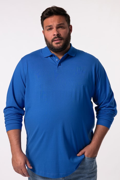 Men+ poloshirt met lange mouwen, basic, ronde hals, tot 8XL