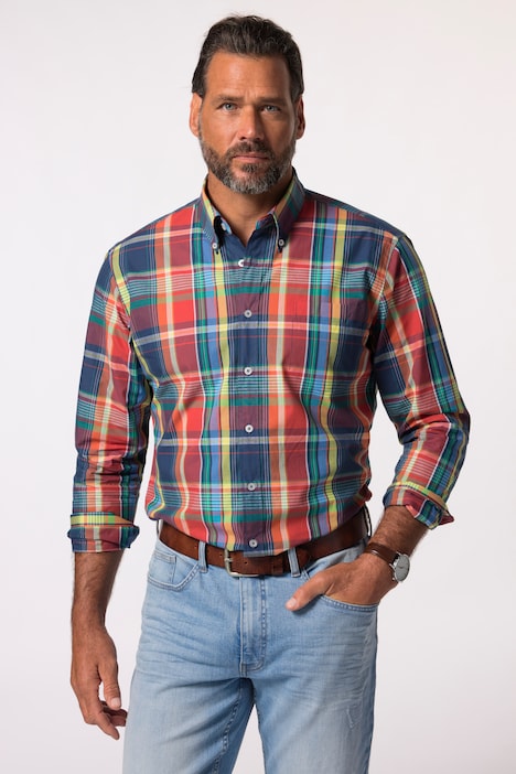 JP 1880 Karohemd, Langarm, Buttondown-Kragen, Modern Fit, bis 8 XL