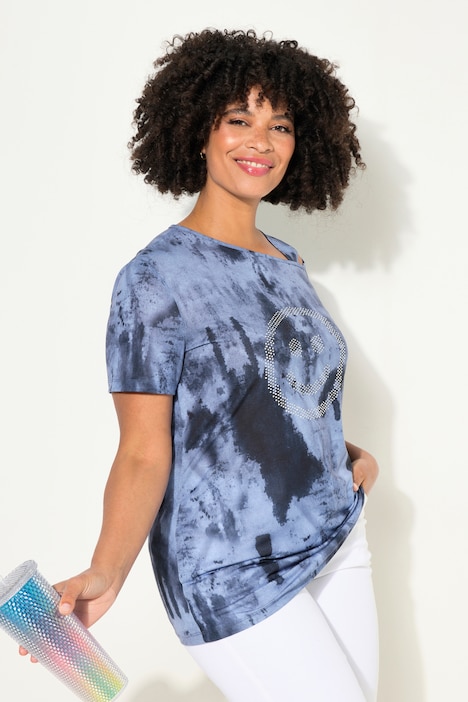 T-Shirt, Straight Fit, Batikprint, Schulter CutOut