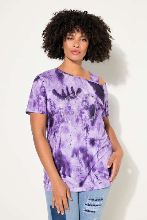 T-Shirt, Straight Fit, Batikprint, Schulter CutOut