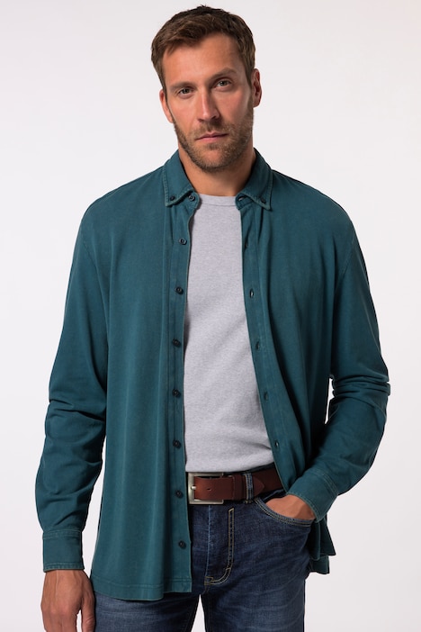 JP 1880 overhemd, piqué, lange mouwen, buttondown-kraag, vintage look, Modern Fit, tot 8XL