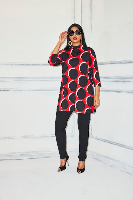 Polka Dot 3/4 Sleeve Tunic Sweatshirt