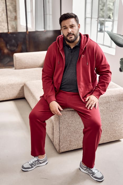 Men+ trainingsjasje met capuchon, basic, tot 8XL