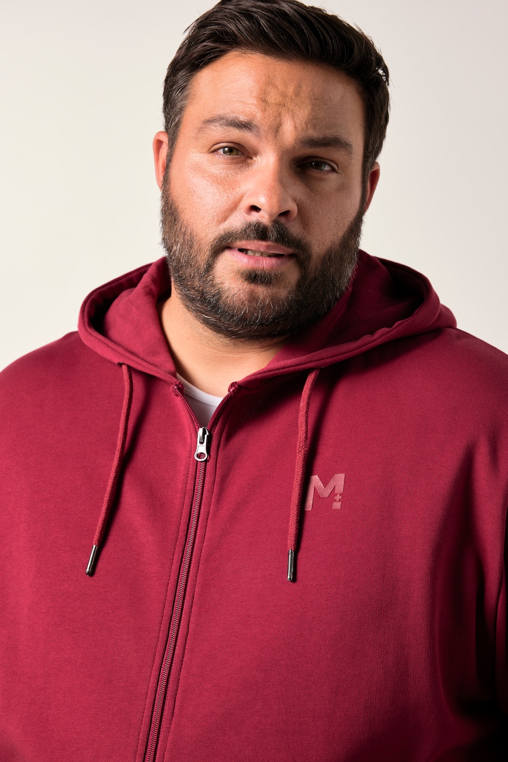 Stora storlekar Mjukisjacka med huva, Her, röd, storlek: 6XL, Bomull, Men Plus