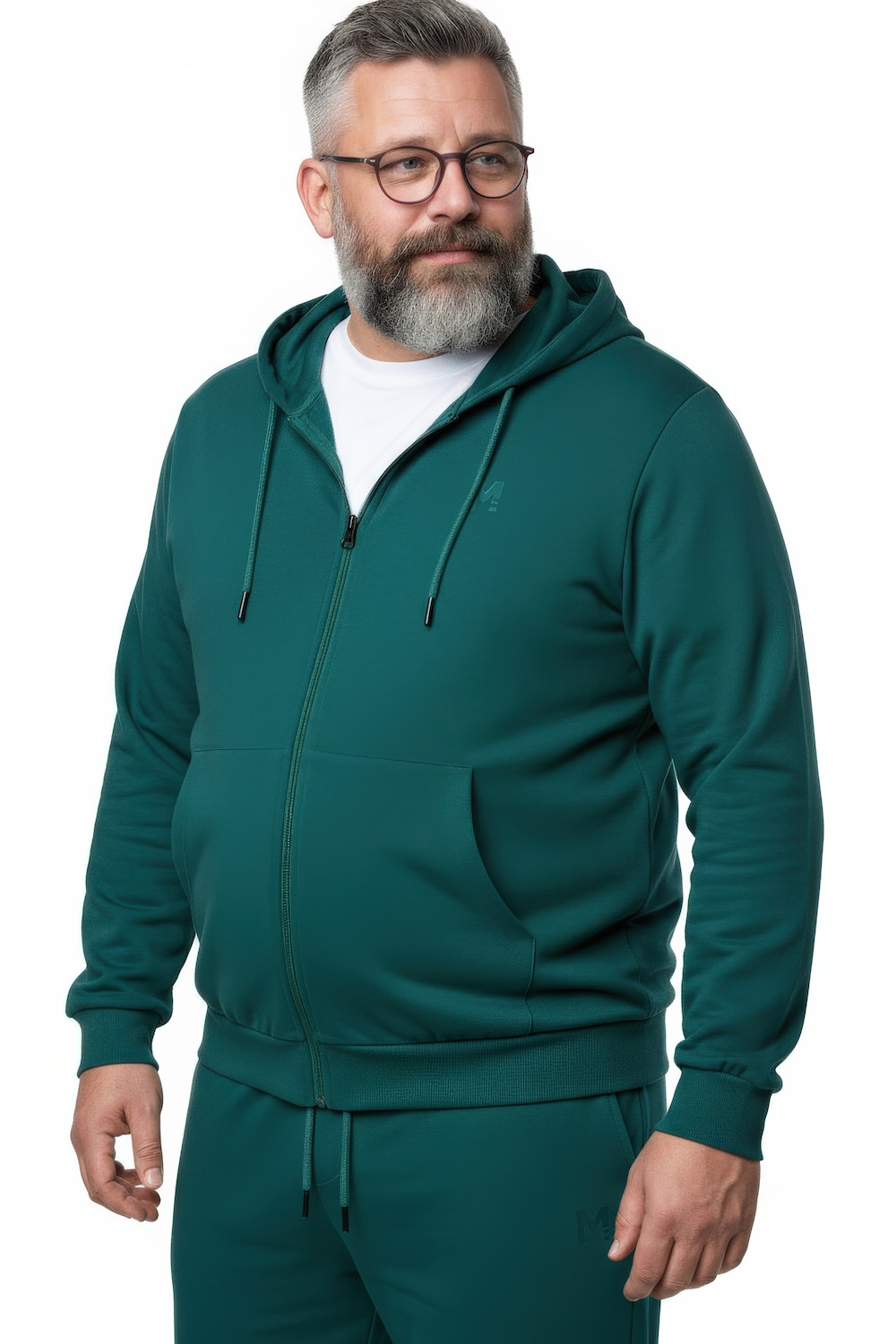 Stora storlekar Mjukisjacka med huva, Her, turkos, storlek: 5XL, Bomull, Men Plus