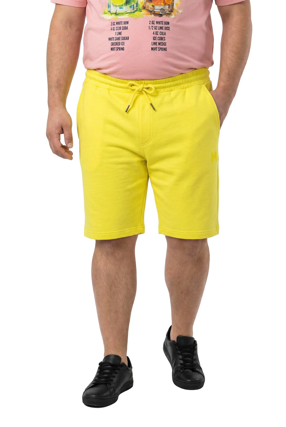 Stora storlekar Mjukisshorts, Her, gul, storlek: 4XL, Bomull, Men Plus