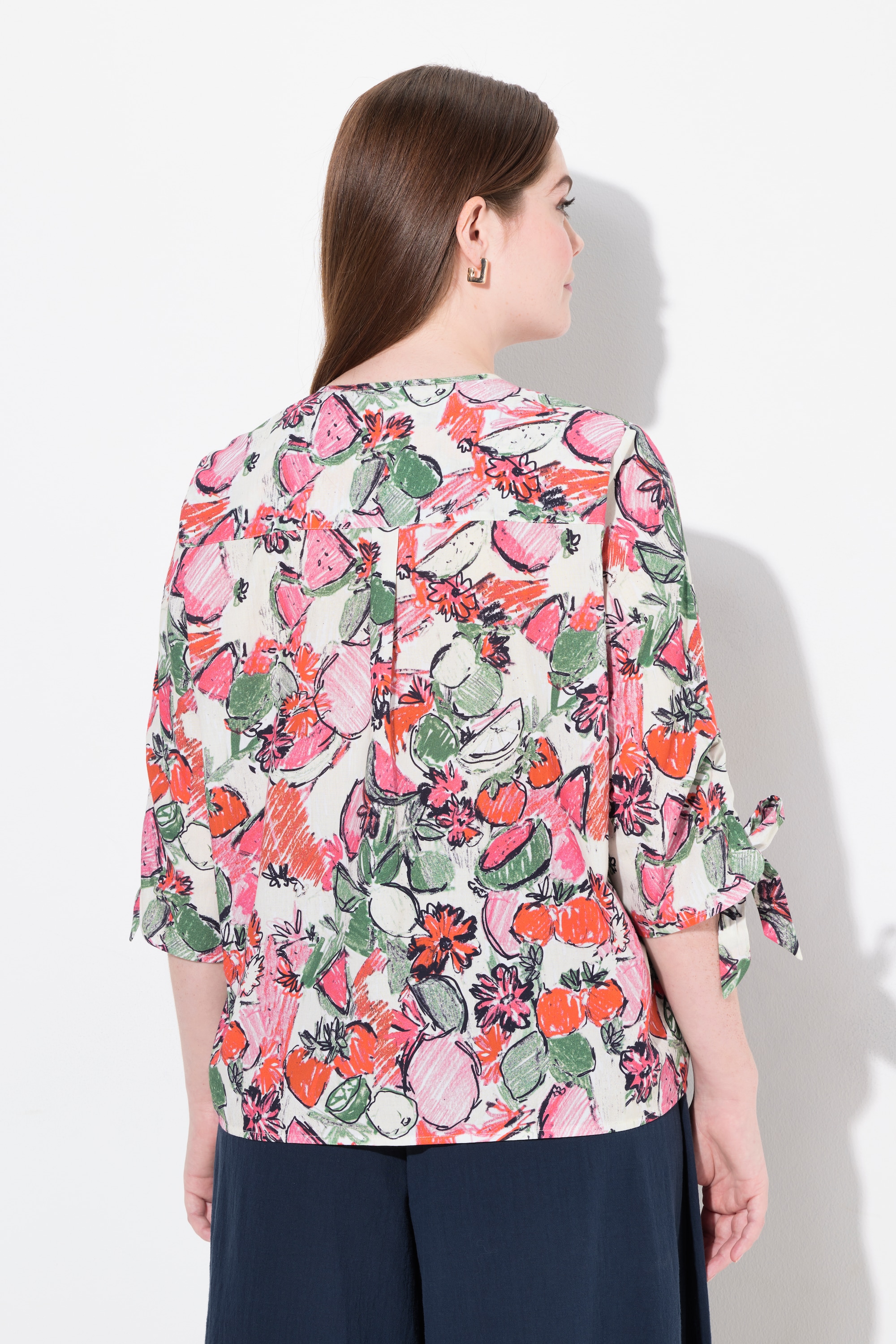 Ulla Popken Damen große Größen Bluse Oversized V Ausschnitt 3 4 Arm