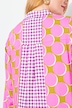 Satin-bluse, patch-design, skjortekrave, langærmet