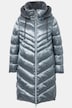 Steppmantel, Metallic-Schimmer, Webpelz, 2-Wege-Zipper