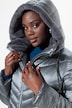Steppmantel, Metallic-Schimmer, Webpelz, 2-Wege-Zipper