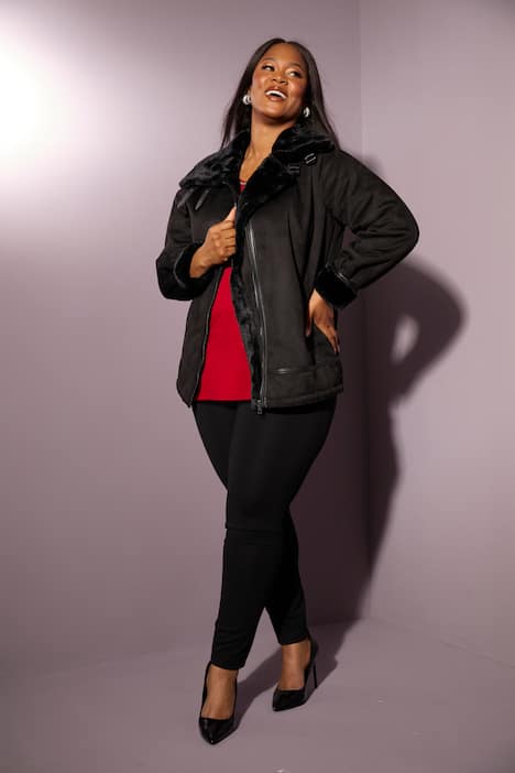 Kurtka lotnicza, Shearling, imitacja kożucha, kołnierz