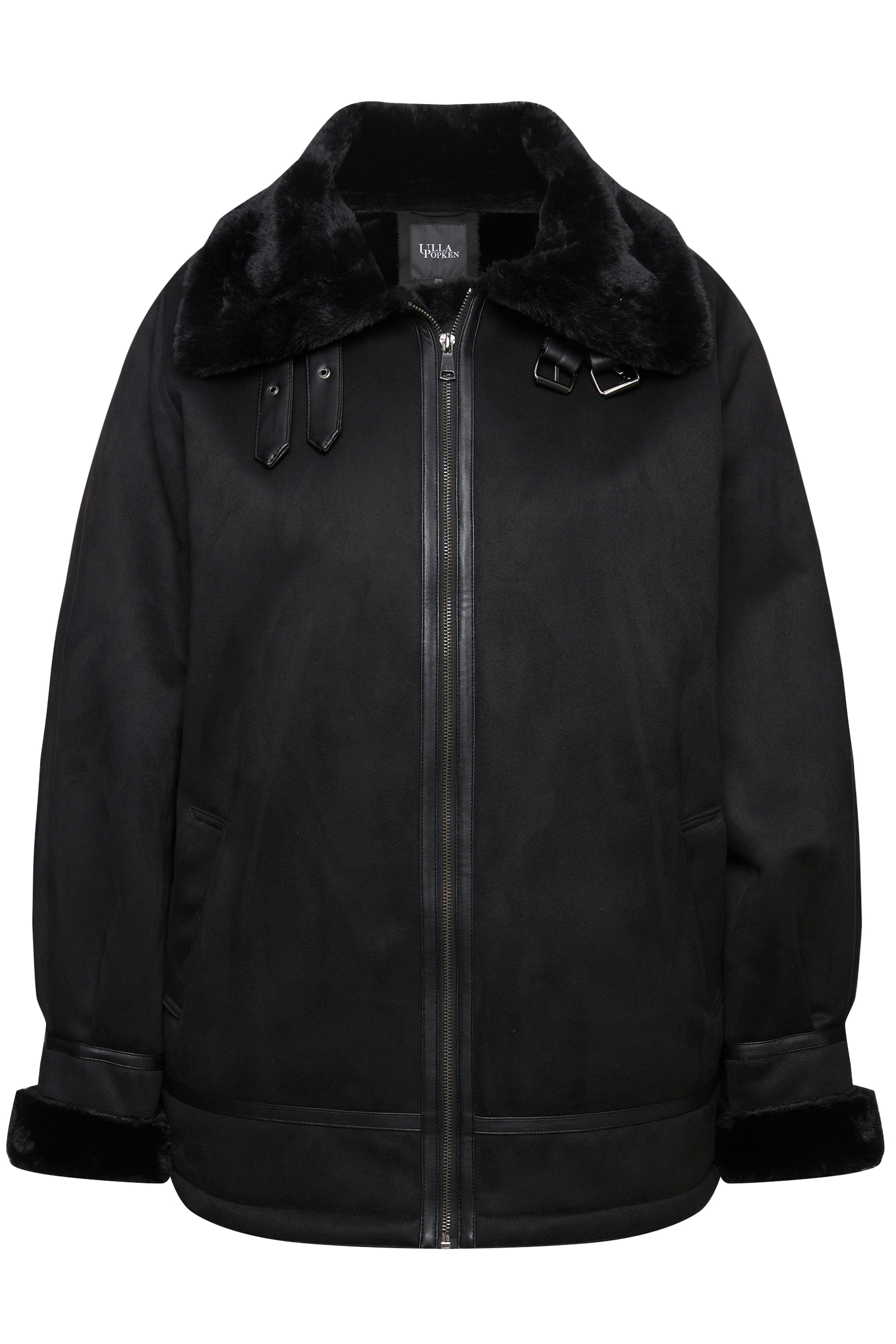 Ulla Popken Damen große Größen Aviator Jacke Shearling Lammfelloptik