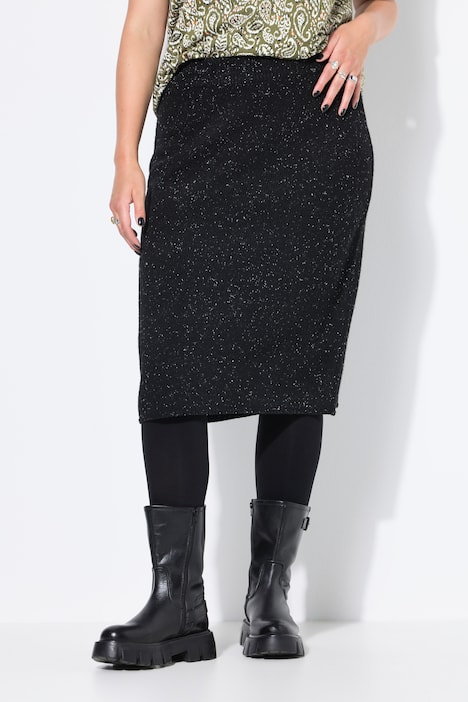Gebreide rok, slim model, midi-lengte, pepper & salt