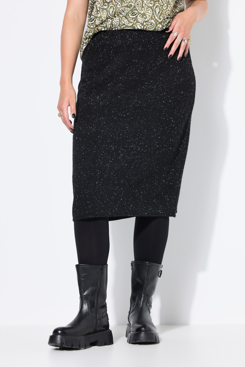 Große Größen Strickrock, Damen, schwarz, Größe: 42/44, Polyester/Synthetische Fasern, Studio Untold