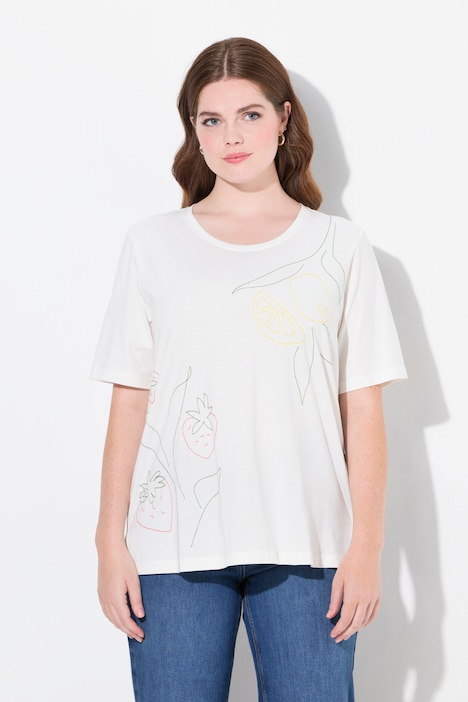 Eco Cotton Fruit Embroidered Short Sleeve Tee