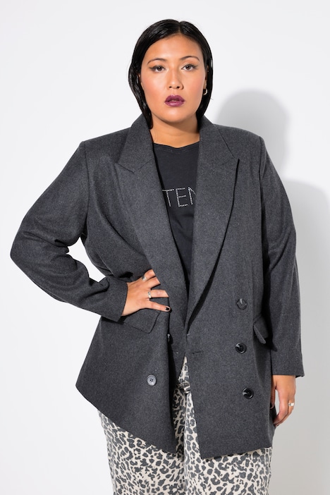 Wool Look Double Breasted Oversized Blazer