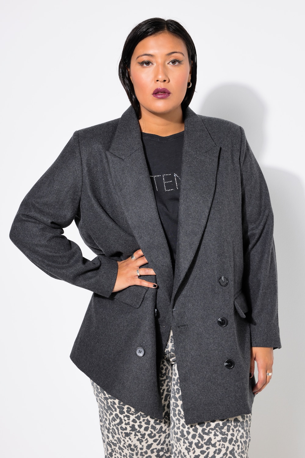 Große Größen Blazer, Damen, schwarz, Größe: 54/56, Polyester/Wolle, Studio Untold