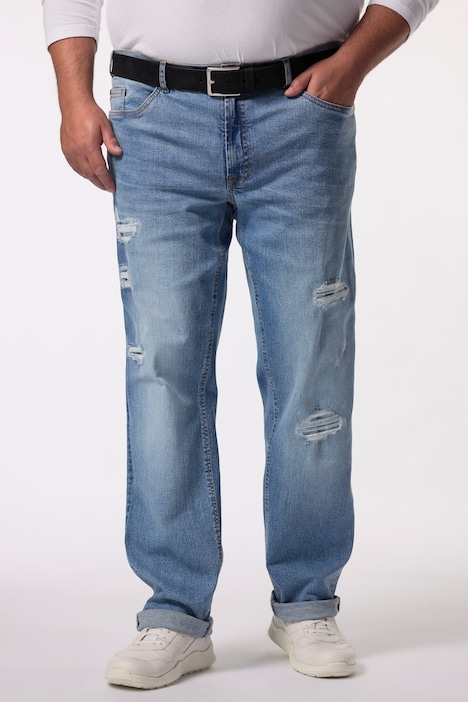 Men+ jeans, Buik-Fit, Regular Fit, 5-pocket, destroyed effect, tot maat 72