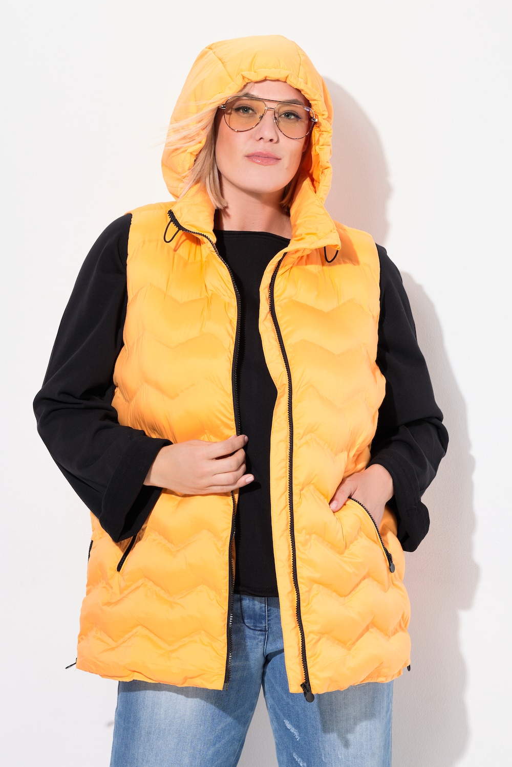 Große Größen HYPRAR Steppweste, Damen, orange, Größe: 62/64, Polyester/Synthetische Fasern, Ulla Popken