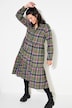 Midi-Flanellkleid, Karo, Tunika-Ausschnitt, Langarm