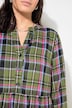 Midi-Flanellkleid, Karo, Tunika-Ausschnitt, Langarm